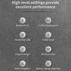 Rock Transmiter FM B301 MP3, Bluetooth - 2xUSB + Type C + micro SD - 36W juodos spalvos - Image 5