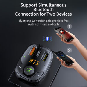 Rock Transmiter FM B301 MP3, Bluetooth - 2xUSB + Type C + micro SD - 36W juodos spalvos - Image 6