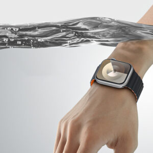 Benks Magnetic Silicone Watch apyrankė skirta Apple Watch 42/44/45/49 beige-oranžinės spalvos - Image 2