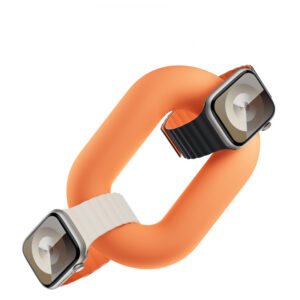 Benks Magnetic Silicone Watch apyrankė skirta Apple Watch 42/44/45/49 beige-oranžinės spalvos - Image 3