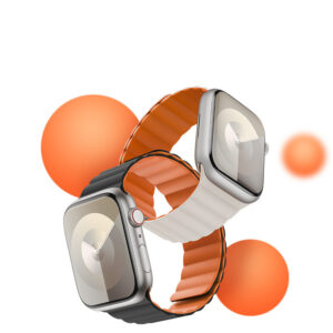 Benks Magnetic Silicone Watch apyrankė skirta Apple Watch 42/44/45/49 beige-oranžinės spalvos - Image 6