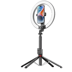 Blavec žiedinis šviestuvas Selfie Aluminium Aura LED RGB Ring P50 25cm tripod + nuotolinis valdymas + 2,3 metra (RLP50-TRB23) juodos spalvos - Image 5