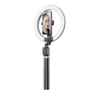 Blavec žiedinis šviestuvas Selfie Aura LED Ring P55 25cm tripod + nuotolinis valdymas + 2,3 metra (RLP55-TRB23) juodos spalvos - Image 6