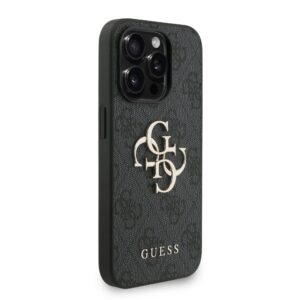 Guess PU 4G Metal Logo Strap dėklas skirtas Apple iPhone 15 Pro Max juodos spalvos - Image 2