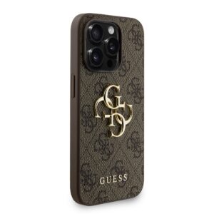 Guess PU 4G Metal Logo Strap dėklas skirtas Apple iPhone 15 Pro Max rudos spalvos - Image 2