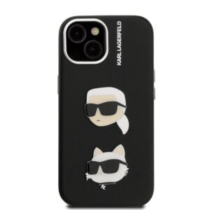 Karl Lagerfeld Grained PU K&CH Heads dėklas skirtas Apple iPhone 15 juodos spalvos - Image 2