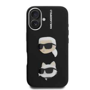 Karl Lagerfeld Grained PU K&CH Heads dėklas skirtas Apple iPhone 16 juodos spalvos - Image 2