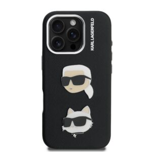 Karl Lagerfeld Grained PU K&CH Heads dėklas skirtas Apple iPhone 16 Pro juodos spalvos - Image 2