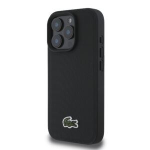 Lacoste Iconic Petit Pique Woven Logo MagSafe dėklas skirtas Apple iPhone 16 Pro Max juodos spalvos