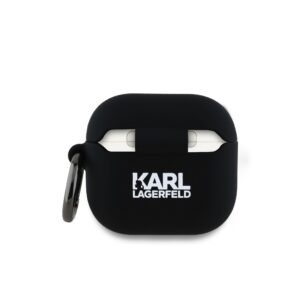 Karl Lagerfeld 3D Logo NFT Karl and Choupette silikoninis dėklas skirtas AirPods 4 juodos spalvos - Image 1