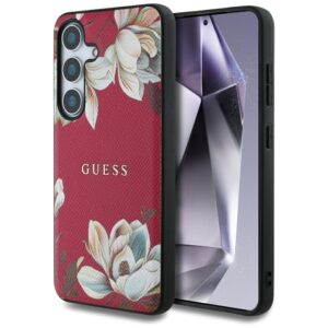 Original dėklas GUESS Grained Printed Flower Pattern Magsafe do Samsung Galaxy S25 fuchsia - Image 1