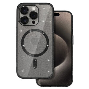 Glitter Magsafe Dėklas skirtas Apple iPhone 16e juodos spalvos clear