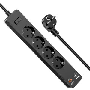 KAKU Power strip - 4 outlets 230V + 3xUSB + Type C - juodos spalvos - Image 1