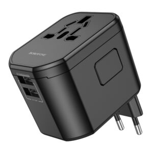 Borofone Travel charger adapter BAC1 - 2xUSB - USA, UK, EU, AU juodos spalvos - Image 1