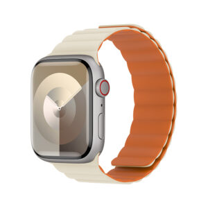 Benks Magnetic Silicone Watch apyrankė skirta Apple Watch 42/44/45/49 beige-oranžinės spalvos - Image 1