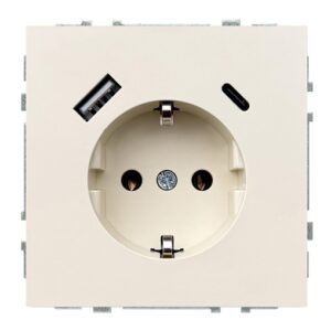 Kištukinis lizdas ir USB A+C kroviklis LIREGUS MODERN,smėlio