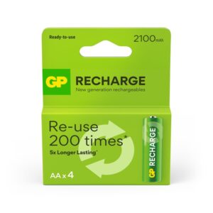 Įkraunami elementai GP RECHARGE AA, 2100mAh, 4 vnt.