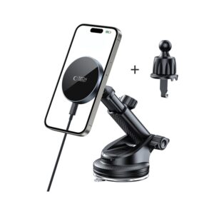 Juodas automobilinis magnetinis telefono laikiklis su 15W belaidžiu krovimu "Tech-Protect MM15W-V5 Dash & Vent" - Image 8