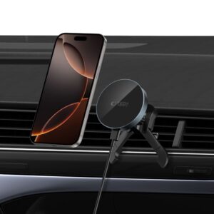 Juodas automobilinis magnetinis telefono laikiklis su 15W belaidžiu krovimu "Tech-Protect MM15W-V5 Stable Vent" - Image 9