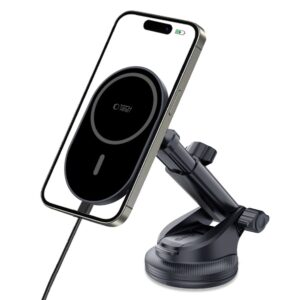 Juodas automobilinis magnetinis telefono laikiklis su 15W belaidžiu krovimu "Tech-Protect MM15W-V6 Dash & Vent" - Image 8