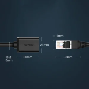 Ugreen NW112 11278 Network Ethernet Kabelis RJ45 (female) - RJ45 (male) F/UTP Cat. 6 1 Gbps 0.5m - juodos spalvos - Image 9