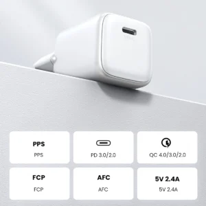 GaN USB C 30W PD Ugreen Nexode Mini fast charger - baltos spalvos - Image 8