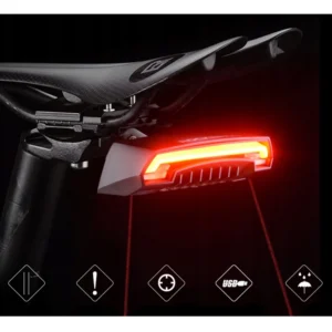 Rockbros LKWD-R1 Rear Bike Light with Laser and Remote Control + Micro USB - USB-A Cable - juodos spalvos - Image 3