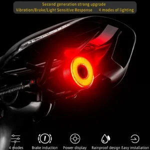 Rockbros Q5 Rear Bike Light with Intelligent Stop System - juodos spalvos - Image 8