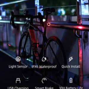 Rockbros Q3 Rear Bike Light with Smart Stop System - juodos spalvos - Image 7