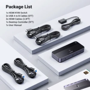 Ugreen CM664 HDMI switch 2in1 KVM switch - juodos spalvos - Image 5
