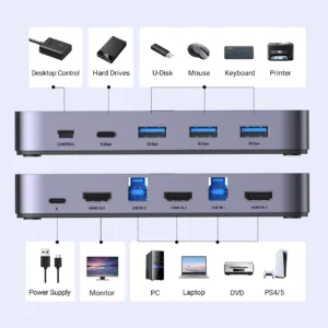 Ugreen CM664 HDMI switch 2in1 KVM switch - juodos spalvos - Image 7