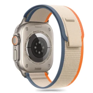 Tech-Protect Nylon Stripe apyrankė skirta Apple Watch 6 / 7 / 8 / 9 / 10 / SE / Ultra 1 / 2 (44 / 45 / 46 / 49 MM) - Beige - Image 1