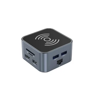 Hub USB-C 12 in 1 Wozinsky WHBC09Y8S multifunctional, with wireless charging function, aluminum, with 15 cm cable - gray - Image 3