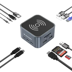 Hub USB-C 12 in 1 Wozinsky WHBC09Y8S multifunctional, with wireless charging function, aluminum, with 15 cm cable - gray - Image 5