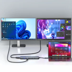 USB-C 6 in 1 Hub Wozinsky WHBC10Y4S Multifunctional, Aluminum, with 25 cm Cable - Gray - Image 5