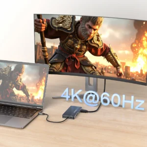 USB-C Hub 14 in 1 Wozinsky WDS03Y5S Multifunctional, Aluminum, for 3 Monitors, with 15 cm Cable - Gray - Image 4
