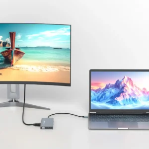 USB-C Hub 14 in 1 Wozinsky WDS03Y5S Multifunctional, Aluminum, for 3 Monitors, with 15 cm Cable - Gray - Image 8