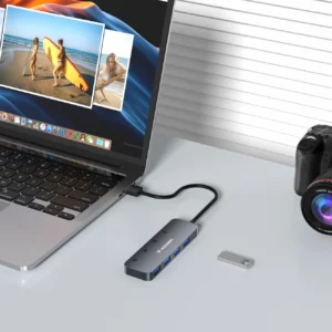 USB-A Hub Wozinsky WHS080YSS 4 x USB-A 3.0 with individual switches, aluminum, with 30 cm cable - gray - Image 6