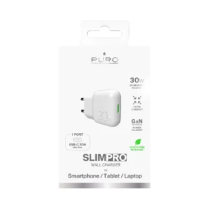 GaN Puro SLIMPRO 30W USB-C laidinis įkroviklis - baltos spalvos - Image 3