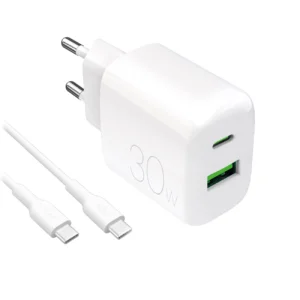 Puro PROLITE 30W USB-A / USB-C wall charger + USB-C - USB-C cable 1.2m - baltos spalvos