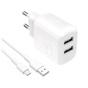 Puro PROLITE 10W 2x USB-A wall charger + USB-A - USB-C kabelis 1.2m - baltos spalvos