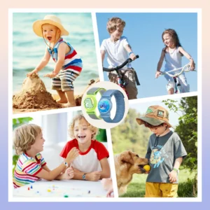 Apple AirTag Kids Nylon Wrist apyrankė Case - with Astronaut and juodos spalvos apyrankė - Image 2