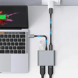 Tech-Protect HB08 4in1 USB-C + USB2.0 + 2 x HDMI 4K 60HZ adapter - pilkos spalvos - Image 6