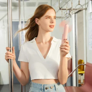 Jisulife rankinis ventiliatorius Life8 Mini nešiojamas USB ventiliatorius su Power Bank and Flashlight - rožinės spalvos - Image 8