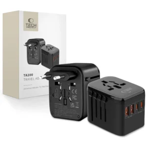 Tech-Protect TA200 EU / UK / US / AU adapteris - juodos spalvos