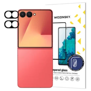 Black Wozinsky Full Camera Glass skirtas Samsung Galaxy Z Flip 7, Set of 2