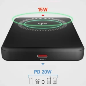 SBS Mag Power Qi2 5000 mAh Powerbank suderinamas su MagSafe - juodos spalvos - Image 3