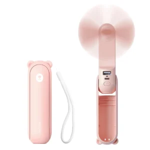 Jisulife rankinis ventiliatorius Life8 Plus Portable USB Fan with Power Bank Function 4500mAh and Flashlight - rožinės spalvos