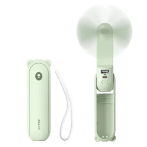 Jisulife rankinis ventiliatorius Life8 Plus Portable USB Fan with Power Bank Function 4500mAh and Flashlight - Green