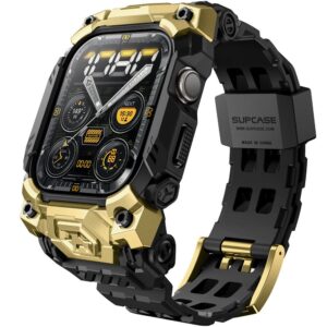 Auksinės spalvos / juoda apyrankė - dėklas Apple Watch 10 (46 mm) laikrodžiui "Supcase UB Ore"